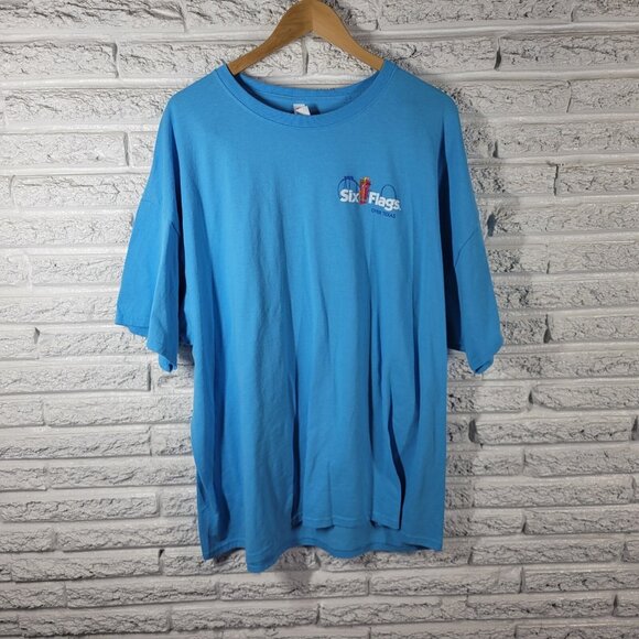 Six Flags Over Texas 60 Years Mens Shirt 3XL Tee Blue Cotton Blend Park NOV12E - Picture 4 of 9